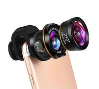 HD Universal 3 en 1 Kit d'objectifs pour appareil photo de téléphone 210 degrés Objectif Fish Eye 0,6 x grand angle 15 x objectifs macro pour la plupart des smartphones