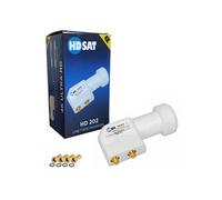 HDSAT HD202 LNB Twin Full HD 4K Tête Parabole 2 sorties 0,1dB + 4 Fiches F GOLD