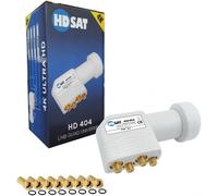 HD404 LNB Quad Full HD 4K Tête Parabole 4 Sorties 0,1dB + 8 Fiches F