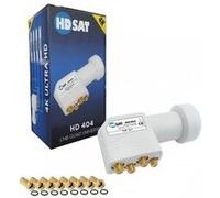 HDSAT HD404 LNB Quad Full HD 4K Tête Parabole 4 Sorties 0,1dB + 8 Fiches F