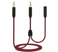 HD60 Chat Link Adaptateur audio de rechange, 2,1 m rouge, 3,5 mm, câble de jeu en nylon tressé, compatible avec Elgato HD60 Series, PS5, PS4, Xbox One X/S, Switch, casque (rouge - noir)