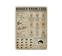 Hdadwy Barber Knowledge Poster Métal Tin Sign Art Plaque Murale Décor Vintage Retro Sign Fer Peinture Aluminium Sign for Home Decor Bar Shop Men Cave Outdoor Garage Indoor 16"x12"