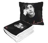 Hdadwy Chalamet Awesome Merch of Timothee Chalamet Super Soft Velvet Flannel Travel Blanket and Pillow 2 in 1 Airplane Blanket Black