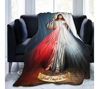 Hdadwy Jésus Divine Miséricorde Doux Jeté Couverture Toutes Saisons Couvertures Chaudes Léger Touffeté Fuzzy Flanelle Flanelle Jette Couverture pour Lit Canapé Canapé Bureau 80 "x 60"