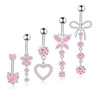 HDAKDDHG Lot de 5 piercings de nombril en argent sterling pour femme et fille, 1, Argent, Pas de gemme