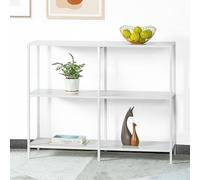HDANI Table Console en Métal 100cm avec 3 étagères de Rangement,Petite Table de canapé,Table Console étroite,Style Moderne,Adaptée à l'entrée de la Table du Salon,Chambre à Coucher,Blanc