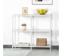 HDANI Table Console en Métal 80cm avec 3 étagères de Rangement,Petite Table de canapé,Table Console étroite,Style Moderne,Adaptée à l'entrée de la Table du Salon,Chambre à Coucher,Blanc