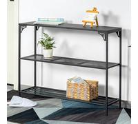 HDANI Table Console,Table d'Appoint,Bout de Canapé avec 2 Étagères de Treillis,Rangement Ouvert,pour Salon,Entrée,Couloir 100 x 30 x 80cm,Noir