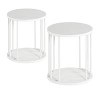 HDANI Tabouret en Rond Bois pour Enfants et Adultes,Petit Marchepied,Antidérapant,Adapté à la Cuisine,à la Salle de Bain,et à la Chambre à Coucher,30×30×34cm (Blanc, Lot de 2)