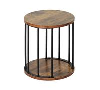 HDANI Tabouret en Rond Bois pour Enfants et Adultes,Petit Marchepied,Antidérapant,Adapté à la Cuisine,à la Salle de Bain,et à la Chambre à Coucher,30×30×34cm (Marron Rustique et Noir, 30×30×34cm)