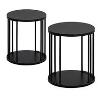 HDANI Tabouret en Rond Bois pour Enfants et Adultes,Petit Marchepied,Antidérapant,Adapté à la Cuisine,à la Salle de Bain,et à la Chambre à Coucher,30×30×34cm (Noir, Lot de 2)