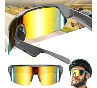 HDaspijh Lunettes connectées 2 en 1 pour Le Sport en Plein air, pour Hommes et Femmes, Tendance, Cyclisme, Bluetooth, Musique, appels HD, écouteurs, Verres polarisés UV400, Commande Tactile,B