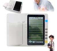 HDaspijh Moniteur ECG Portable - électrocardiographe à écran Tactile 7 Pouces, Moniteur Cardiaque, électrocardiographe Couleur LCD 3 Canaux à 12 Dérivations, pour La Surveillance des Signes Vitaux