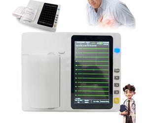 HDaspijh Moniteur ECG Portable - électrocardiographe à écran Tactile 7 Pouces, Moniteur Cardiaque, électrocardiographe Couleur LCD 3 Canaux à 12 Dérivations, pour La Surveillance des Signes Vitaux