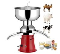 HDaspijh Séparateur centrifuge électrique de crème de Lait 50 L/h, séparateur de crème de Lait par centrifugeuse de Lait en Acier Inoxydable 5 L, transforme Le Lait Entier cru en Lait écrémé,Red