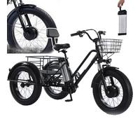 HDaspijh Tricycle éLectrique 3 Roues pour Adultes, Charge Maximale 200 Kg, VéLo Cargo éLectrique 20'', Pneus Larges, Batterie Amovible 48 V/12 Ah, Autonomie 35 Km, pour Courses Et Pique-Niques