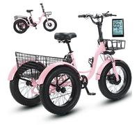 HDaspijh Tricycle électrique à Gros Pneus De 20 Pouces, Vélo De Neige à Batterie Au Lithium avec Assistance Au Pédalage, écran LCD, Siège Réglable, Charge Maximale : 150 kg, Autonomie : 30-40 km B