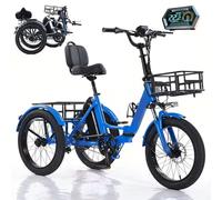 HDaspijh Tricycle électrique à Pédales avec Pneus Larges De 20 Pouces, Cadre Pliable en Alliage, 3 Roues, écran LCD, Batterie 48 V 13 Ah (Autonomie De 45 Km, Charge Maximale De 200 Kg). Blue