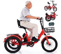 HDaspijh Tricycle électrique à Pédales avec Pneus Larges De 20 Pouces, Cadre Pliable en Alliage, 3 Roues, écran LCD, Batterie 48 V 13 Ah (Autonomie De 45 Km, Charge Maximale De 200 Kg). Orange