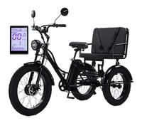 HDaspijh Tricycle éLectrique avec Siège Passager pour Adulte, VéLo éLectrique à Gros Pneus De 24 Pouces, Batterie Amovible 48 V/18 Ah, éCran LCD Et Phare, pour La Ville Et La Montagne,Black