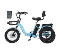 HDaspijh Tricycle électrique Pliable pour Adulte De 18 Pouces avec Grand Panier,Pneus Larges 18" x 3.0,écran LCD,Pente Facile À 15°,3 Modes De Conduite,Batterie 48 V 13 Ah - Autonomie De 44 Km Blue
