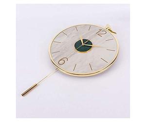 HDBCYUAZ Agate Pierre Salon Mural Horloge Murale Nordique Quartz Mur atmosphère Style Moderne Minimaliste Chambre Pendulum Blanche(B)