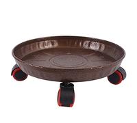 HDBCYUAZ Base d'ornement Porte-Plante en Pot de Fer Robuste de Plante métallique de Plante de métal avec Roues Rondes Rond coulisses sur Rouleaux Dolly Titulaire Rouleau Base de Vase en Bois(B,23cm)