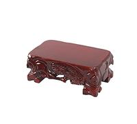 HDBCYUAZ Base d'ornement Vase en Bois Support d'affichage de la Base Craft Flowerpot Base Pierre Bouddha Racine Sculptée Rectangle Piédestal 3.5 Pouces High Base de Vase en Bois(S)