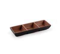 HDBCYUAZ Bols à tremper rectangulaires en plastique de 21,6 cm - Assiettes d'apéritif pour sauce soja, vinaigre, huile d'olive, ketchup, collations et desserts (3 compartiments) - Plat à sauce (B)