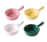 HDBCYUAZ Lot de 4 bols à sauce soja, petits bols à tremper, serveurs à condiments, mini plats à sauce soja en céramique avec poignée (B, 9,8 x 6 x 2,5 cm)