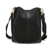 HDBD Sac Seau Sac à bandoulière pour Femmes Vintage Seau fourre-Tout en Cuir PU Sac à bandoulière Sacs à Main avec Sangle réglable Sacs Messenger rétro, Le Noir