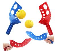 HDBHSBE 2 Set Scoop Ball Parent-Child Scoop Ball Game Comprend 4 Scoops 2 balles, des Jeux de Jardin de Famille Plage extérieur résistant à l'impact pour Les Enfants et Les Adultes