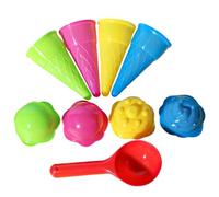 HDBHSBE 9pcs / Jouets de Plage, Jeu de Jeux crème glacée en Plastique Comprend des Cornets crème glacée, Une cuillère et Un Couvercle, Un Jouet, des Jouets Sable pour Les Enfants, Une Couleur aléato