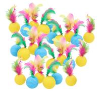 HDBHSBE Jouet à Balle de Chat 24pcs, 1, 5 Jouets de Chat colorés avec Plumes Boules interactives Jouet Golf en Plastique pour Chats intérieurs (Couleur aléatoire)