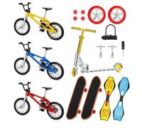 HDBHSBE Mini-Doigt Toys Set Skateboards Bikes Minuscule Swing Board fingertip Jouet 18pieces Skateboard Ensemble