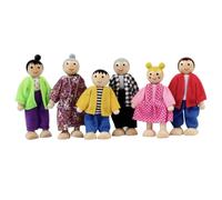 HDBHSBE Poupées House Personnes 6 Figurines de Famille en Bois des Figurines de Maison poupée déguisés familles heureuses poupées avec des Expressions Mignonnes pour Un Cadeau garçon et Fille