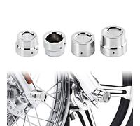 HDBUBALUS Lot de 4 cache-écrous pour essieu avant et arrière pour Harley Sportster XL 1200 Dyna Softail Fat Boy Touring Street Road Electra Tri Glide Chromé