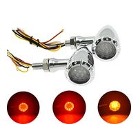 HDBUBALUS moto 10mm noir LED frein clignotant lumière clignotant indicateur adapté pour Harley Cruiser Chopper Chrome