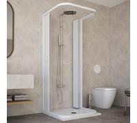 HDcasa Cabine de douche pliante Dora, ouverture centrale 3 côtés, gain place, en PVC, fabriquée Italie, meuble salle bain 75 x cm