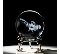 HDCRYSTALGIFTS Boule de cristal 3D laser papillon presse-papiers sphère en verre figurines boules décoratives cadeau (60 mm)