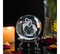 HDCRYSTALGIFTS Boule de cristal en forme de dauphin 3D avec support pour cadeau de Saint-Valentin, cadeau d'anniversaire - Ornement en forme de cœur double dauphins