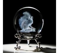 HDCRYSTALGIFTS Boule de cristal en forme d'écureuil 3D de 60 mm - Figurine d'écureuil de collection - Cadeau pour femme et maman - Presse-papier en verre - Boule décorative en verre avec support
