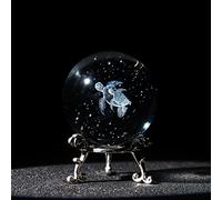 HDCRYSTALGIFTS Boule décorative en cristal 3D avec support en métal - Motif tortue de mer - 60 mm - Pour décoration d'intérieur (maman et bébé)