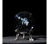 HDCRYSTALGIFTS Boule décorative en cristal 3D avec support en métal - Motif tortue de mer - 60 mm - Pour décoration d'intérieur (maman et bébé)