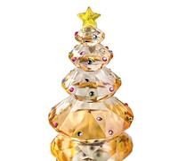 HDCRYSTALGIFTS Figurine de sapin de Noël en cristal de 8,9 cm - Presse-papier en verre - Décoration de table - Cadeau créatif (champagne)