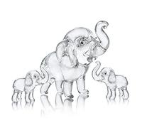 HDCRYSTALGIFTS Lot de 3 figurines de collection Mère et Deux Bébés Éléphant en Cristal de Bonheur Presse-papiers Ornement Décoration de la Maison Décoration de Table Cadeau de pendaison de crémaillère