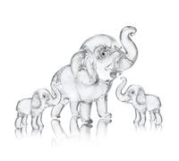 HDCRYSTALGIFTS Lot de 3 figurines d'éléphant en cristal à collectionner - Presse-papier - Décoration d'intérieur - Cadeau (mère de 8,9 cm et 2 bébés de 5,1 cm)