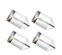 HDCRYSTALGIFTS Lot de 4 prismes triangulaires en cristal K9 transparent de 50 mm pour photo arc-en-ciel, prismes optiques en verre, physique, enseignement, spectre de lumière réfractée, cadeau pour