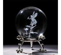 HDCRYSTALGIFTS Presse-papier 3D avec boule de cristal laser et figurines de libellule et de lotus - Gravure 3D en verre pleine sphère cadeau de mariage décoration