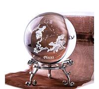 HDCRYSTALGIFTS Presse-papier 3D en forme de boule de cristal avec boule de cristal Fengshui avec support de fleurs plaqué argent (poissons)